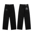 SIMPLE BLACK CHROME HEARTS JEANS