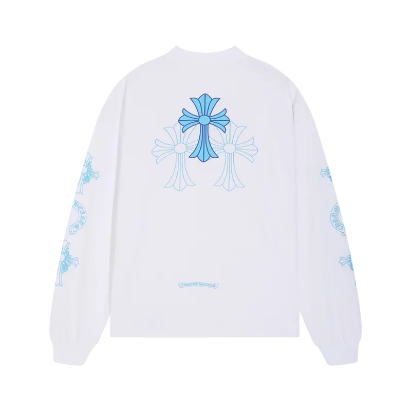 WHITE AND BLUE BACK DESIGN CHROME HEARTS LONG SLEEVE