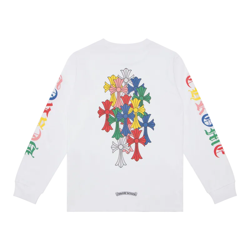 WHITE MULTICOLOR CROSS CHROME HEARTS LONG SLEEVE