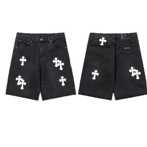 BLACK CHROMEHEARTS MULTICOLOR CROSS JORTS