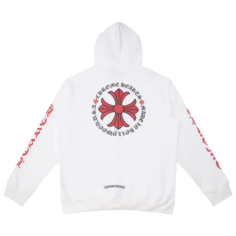 WHITE/RED CHROME ZIPUP HOODIE