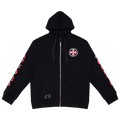 BLACK/RED CHROME ZIPUP HOODIE