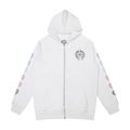 WHITE MULTI-COLOR ZIP-UP HOODIE