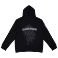 BLACK CHROME HEARTS PATTERN ZIP-UP HOODIE