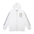 WHITE MULTICOLOR BACK-DESIGN CHROME HEARTS ZIP-UP HOODIE