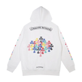 WHITE MULTICOLOR CROSS CHROME HEARTS ZIP-UP HOODIE