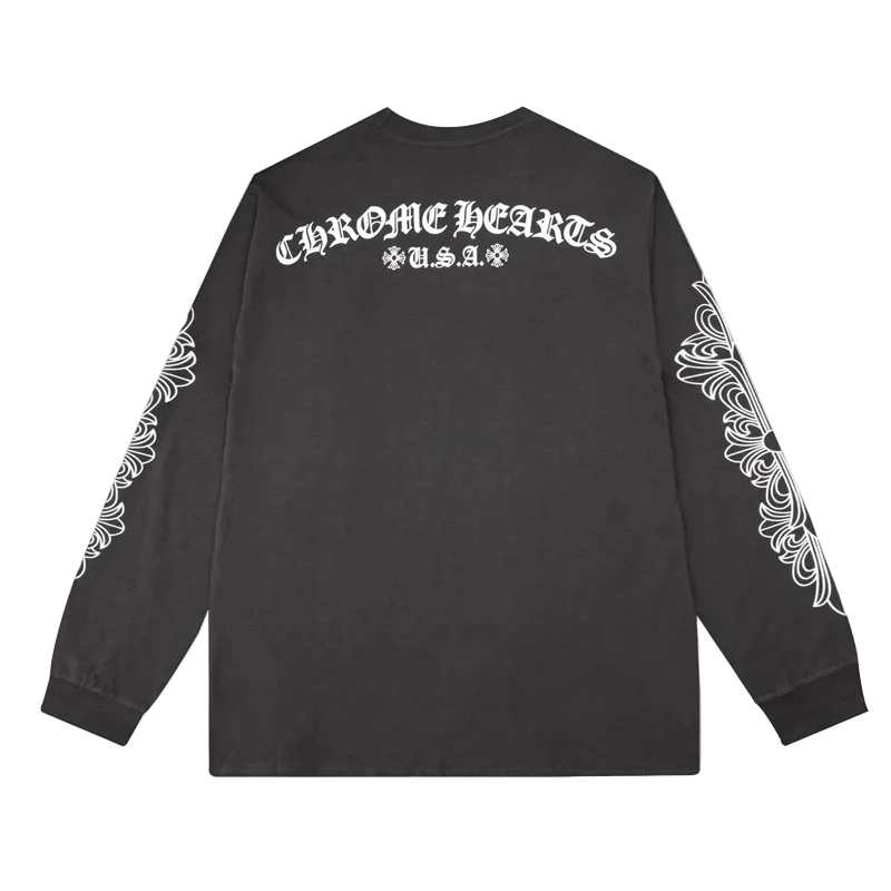 GREY LONG SLEEVE CHROME HEARTS