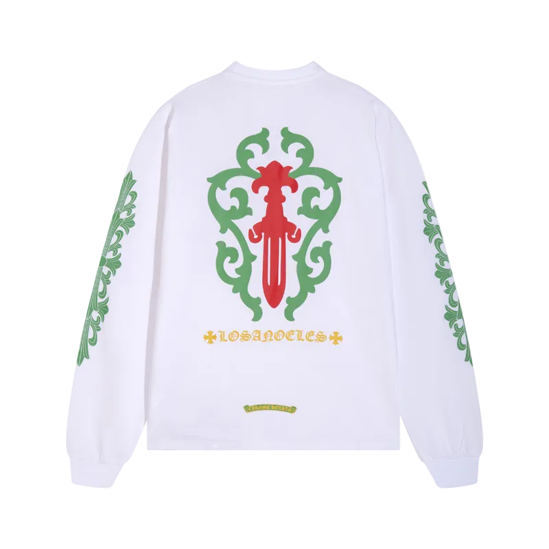 WHITE MULTICOLOR LONG SLEEVE CHROME HEART