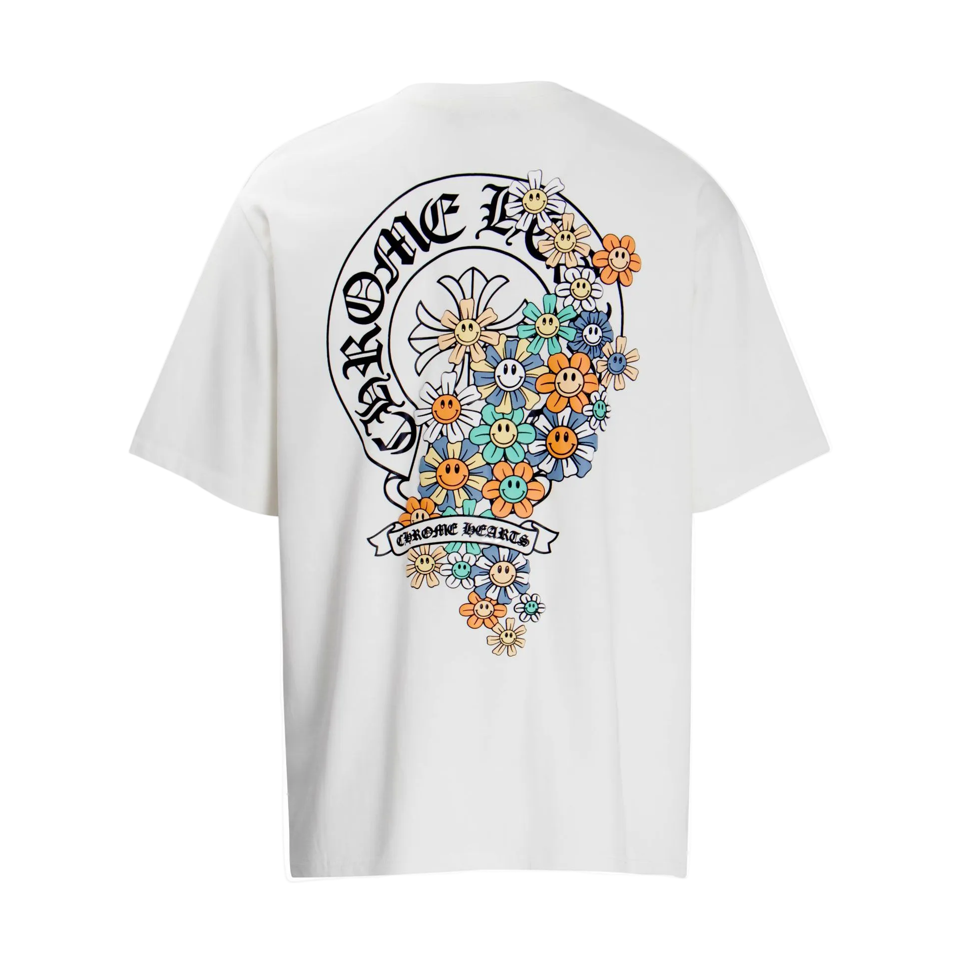CHROME HEARTS WHITE FLORAL DESIGN T-SHIRT