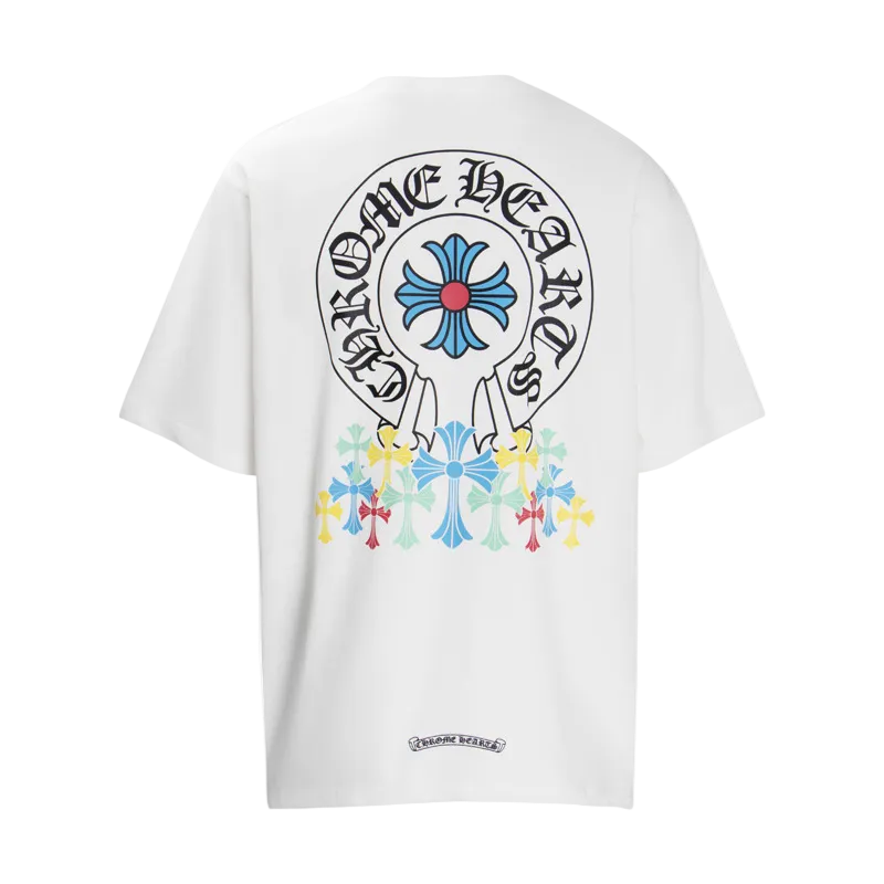 CHROME HEARTS WHITE AND BLUE  MULTI-CROSS T-SHIRT