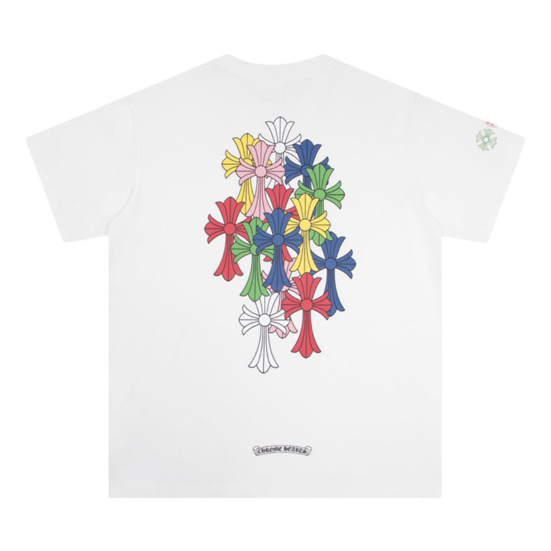 CHROME HEARTS WHITE SIMPLE MULTI-CROSS T-SHIRT