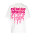 CHROME HEARTS WHITE AND PINK BACK DESIGN T-SHIRT