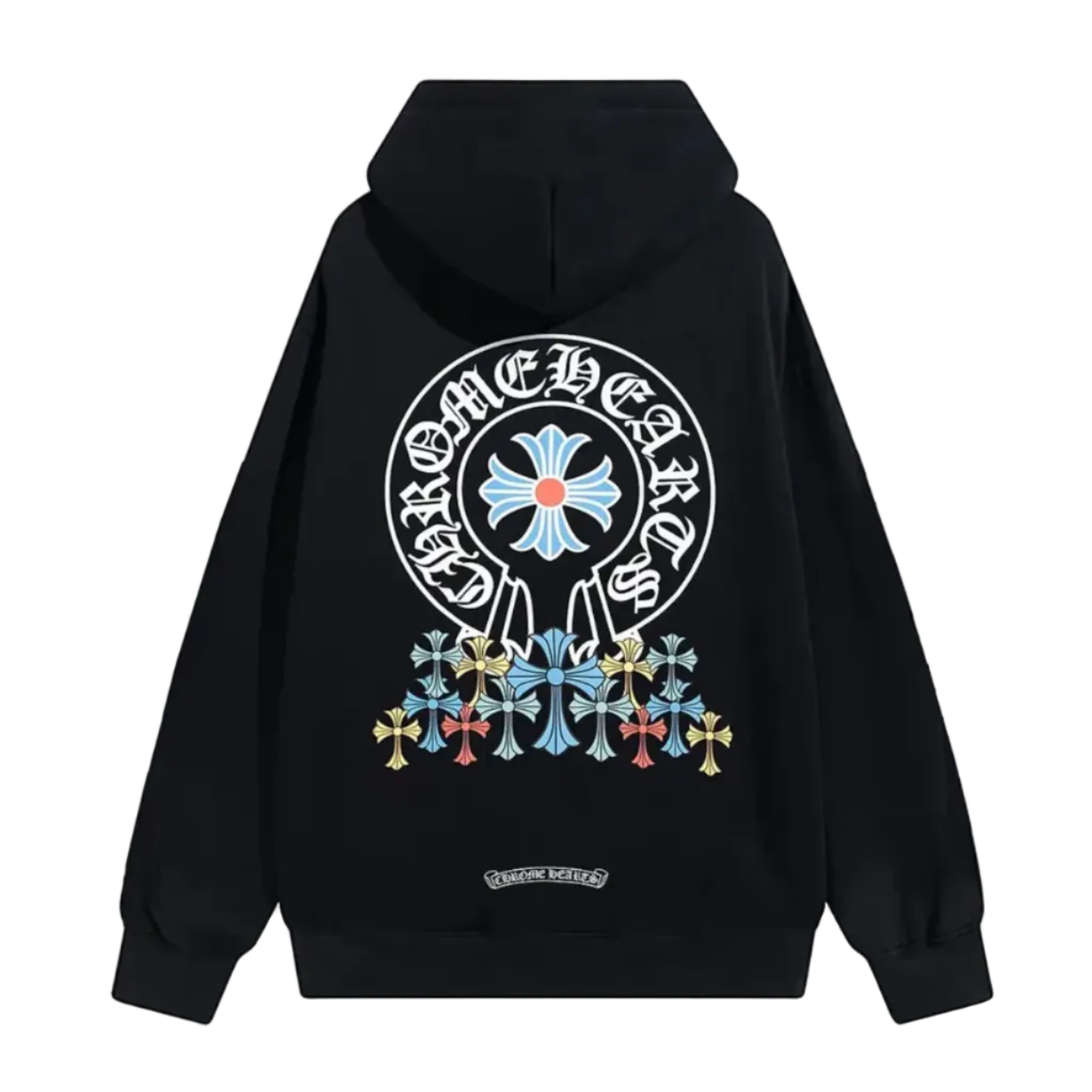 CHROME HEARTS BLACK MULTICOLOR CROSS HOODIE