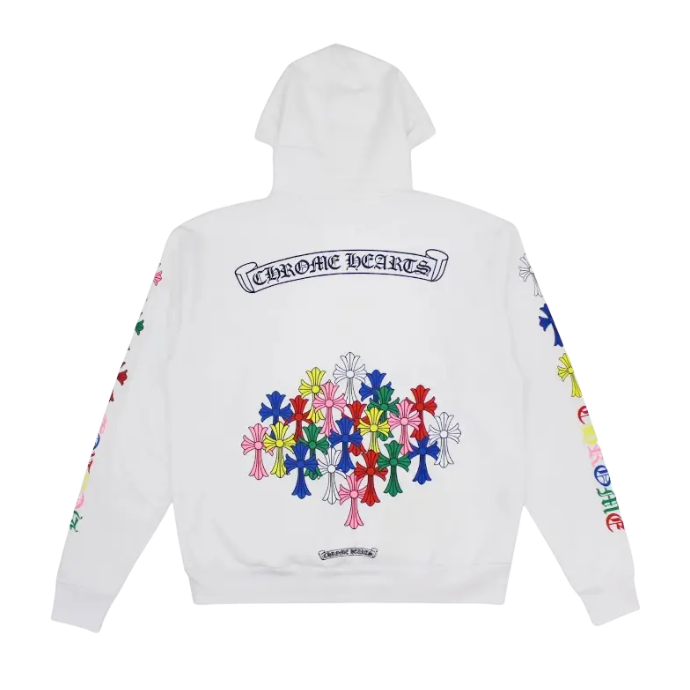 CHROME HEARTS WHITE MULTI-COLOR CROSS HOODIE