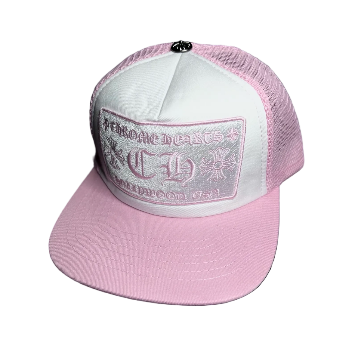 PINK CHROME HEARTS TRUCKER CAP