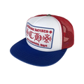 BLUE AND RED CHROME HEARTS TRUCKER CAP