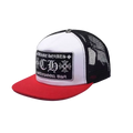 BLACK AND RED CHROME HEARTS TRUCKER CAP