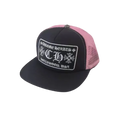 BLACK AND PINK CHROME HEARTS TRUCKER CAP