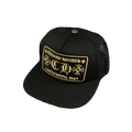BLACK AND GOLD CHROME HEARTS TRUCKER CAP
