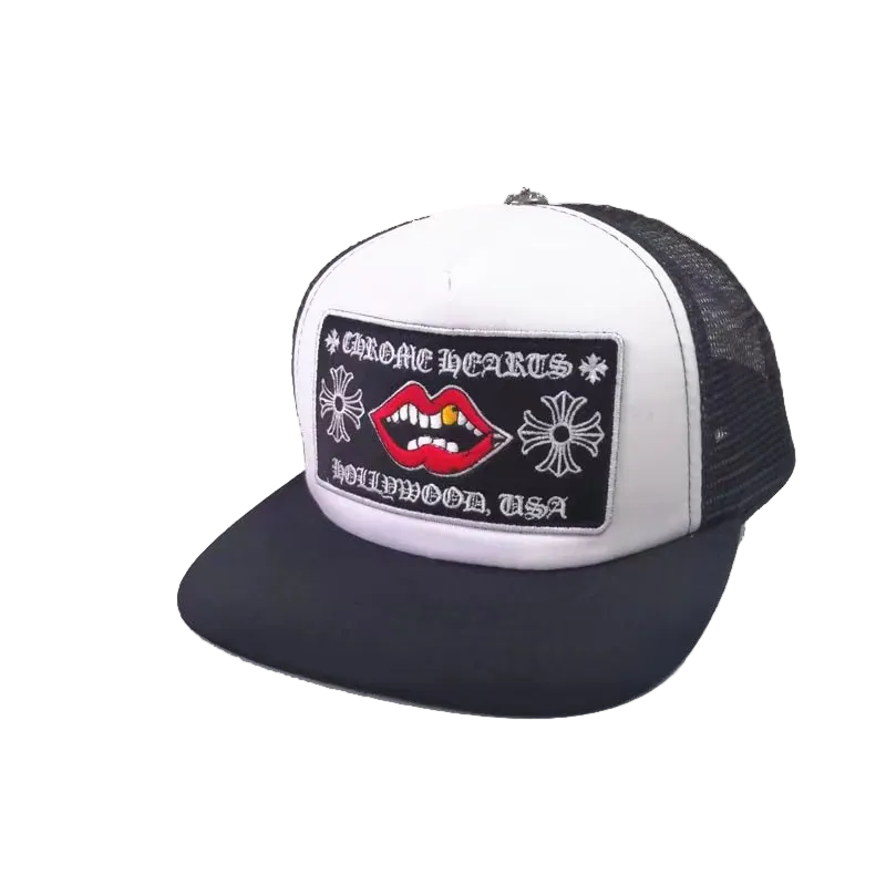 BLACK AND WHITE CHROME HEARTS CHOMPER TRUCKER CAP